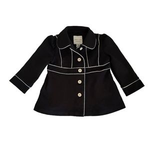 Janie and Jack Baby Girl Trench Coat 12-18 Months Black w/ White Piping Jacket